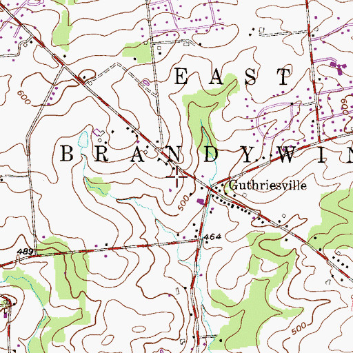 Topographic Map of East Brandywine Township Police Station, PA