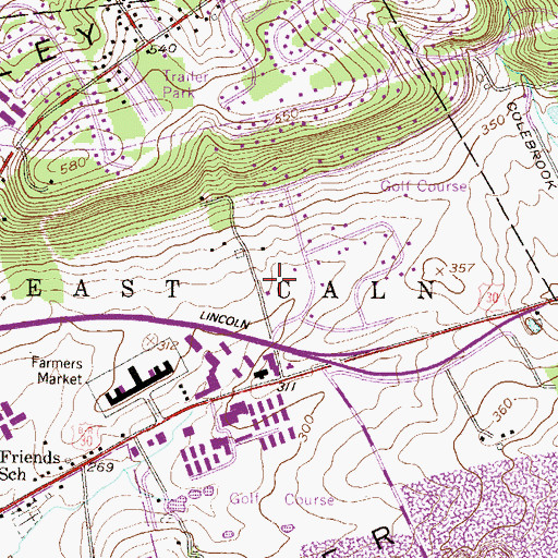 Topographic Map of East Caln Township Building, PA