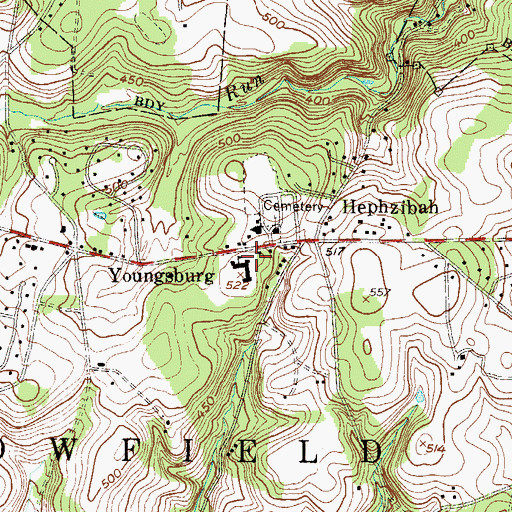 Topographic Map of East Fallowfield Township Building, PA