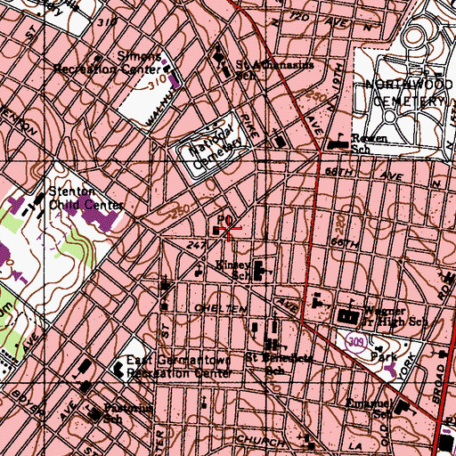 Topographic Map of East Germantown Post Office, PA