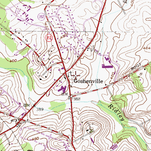 Topographic Map of Goshen Friends Burial Ground, PA