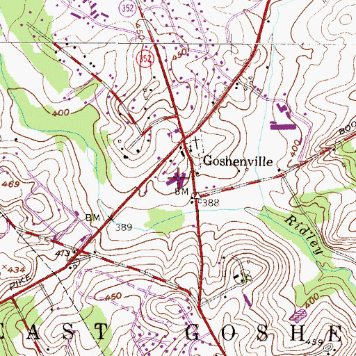 Topographic Map of East Goshen Elementary School, PA