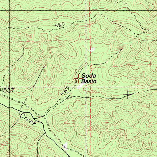 Topographic Map of Soda Basin, CA