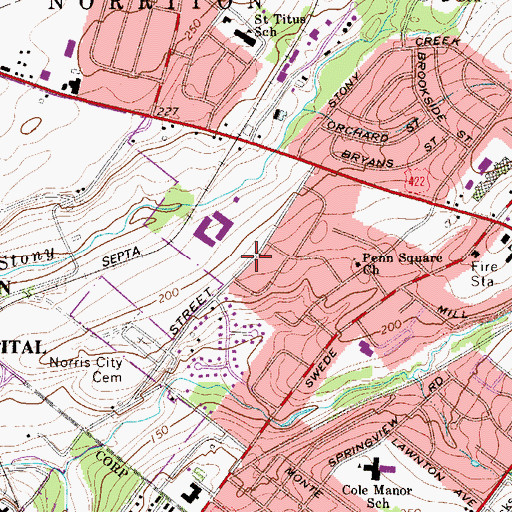 Topographic Map of East Norriton Township Hall, PA