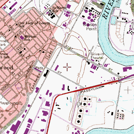 Topographic Map of Eastwick Industrial Park, PA