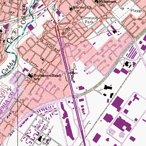 Topographic Map of Eastwick Library, PA