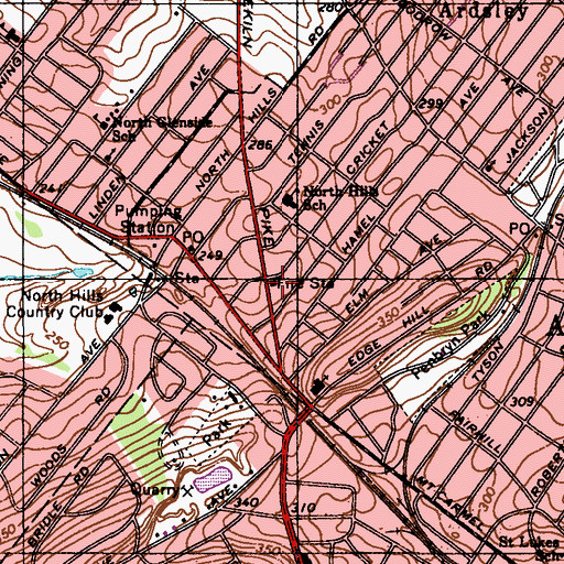 Topographic Map of Abington Township Fire Department / Edge Hill Fire Company - Station 400, PA