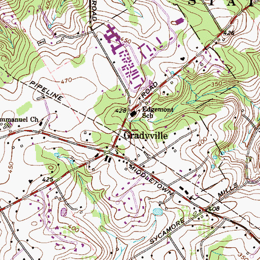 Topographic Map of Edgmont Township Fire Company Station 64, PA