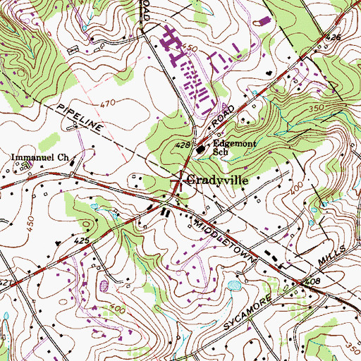 Topographic Map of Edgmont Township Building, PA
