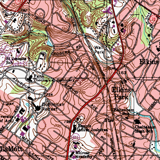 Topographic Map of Elkins Park House, PA