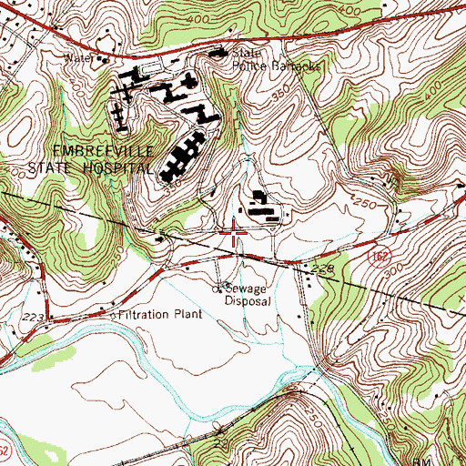 Topographic Map of Embreeville Fire Station, PA