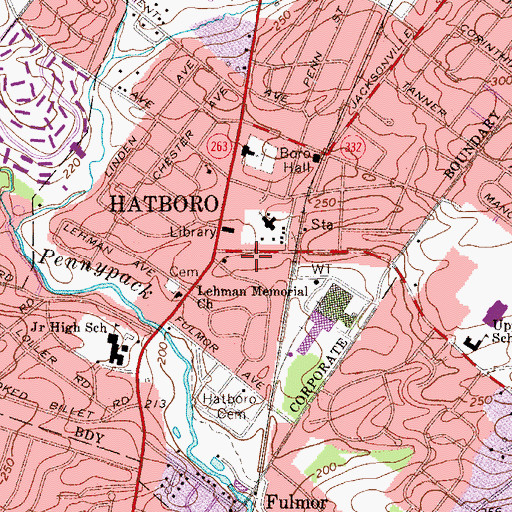 Topographic Map of Enterprise of Hatboro Fire Company - Station 95, PA