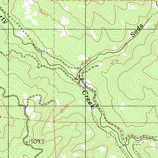 Topographic Map of Soda Creek, CA