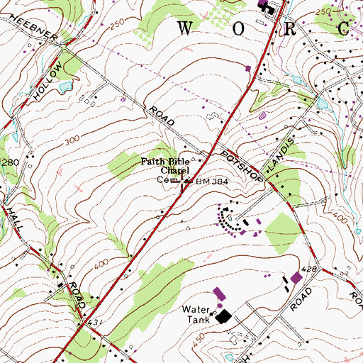 Topographic Map of Evangelical Congregation Cemetery, PA