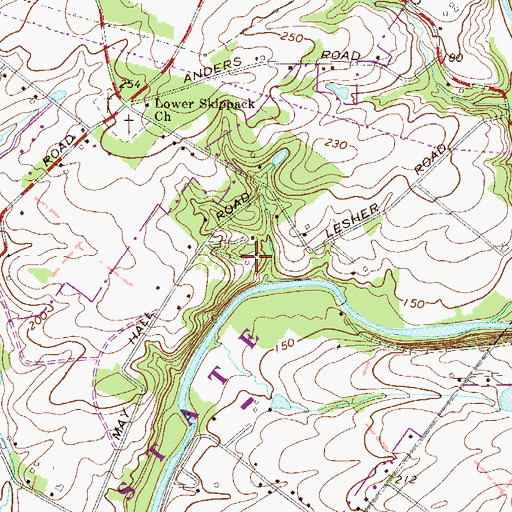 Topographic Map of Evansburg State Park Nature Center, PA