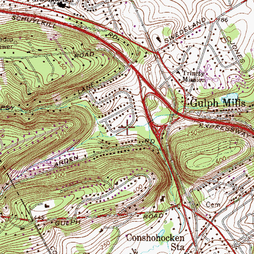Topographic Map of Executive Estates Park, PA
