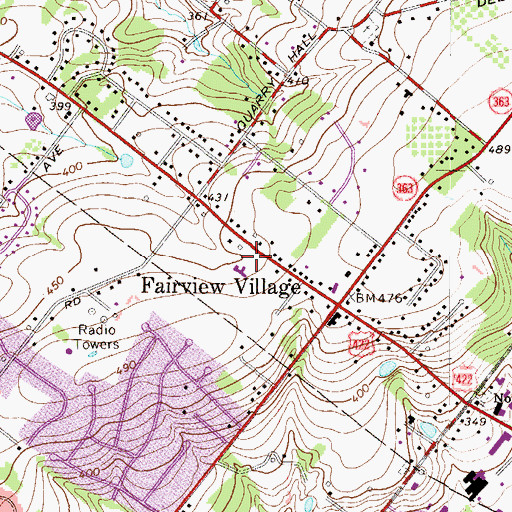 Topographic Map of Fairview Village Church of the Nazarene, PA