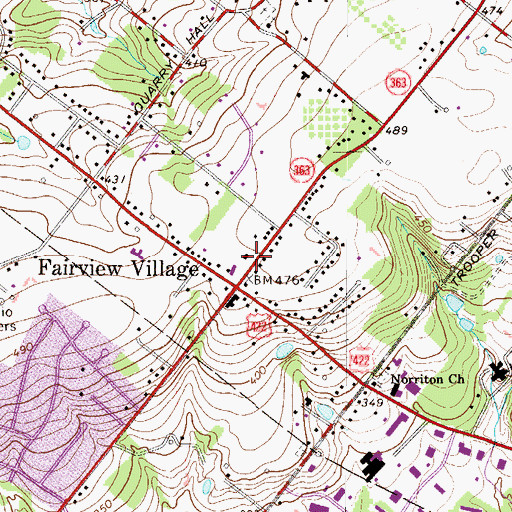Topographic Map of Fairview Village Post Office, PA