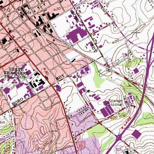 Topographic Map of West Chester Fire Department - Fame Fire Company 3 Station 53, PA