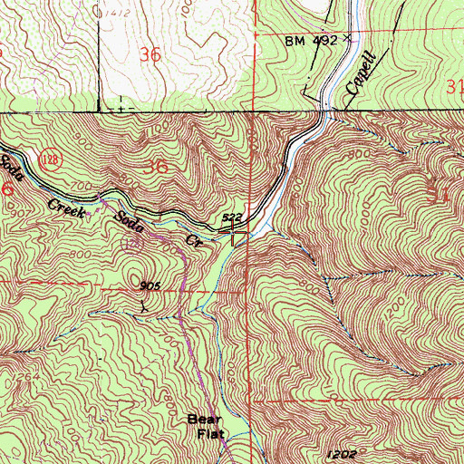 Topographic Map of Soda Creek, CA