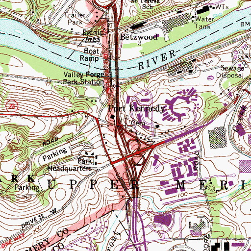Topographic Map of First Presbyterian of Port Kennedy Church, PA