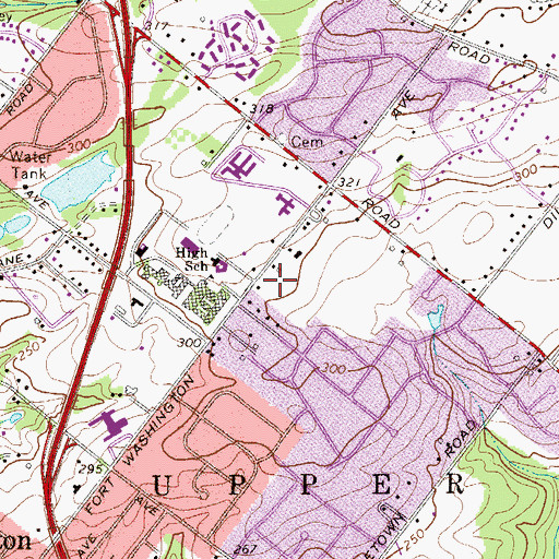 Topographic Map of Fort Washington Fire Company Main Station 88 - A, PA