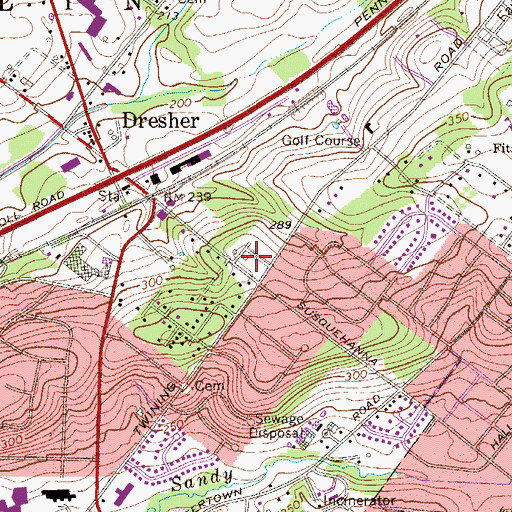 Topographic Map of Fort Washington Fire Company Burn Brae Station 88 - B, PA