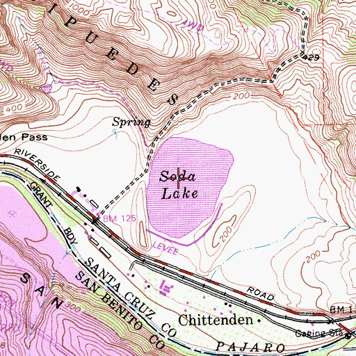 Topographic Map of Soda Lake, CA