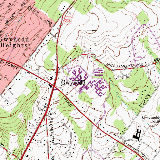 Topographic Map of Foulkeways, PA
