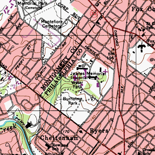 Topographic Map of Hospital of Fox Chase Cancer Center, PA