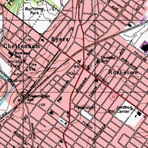 Topographic Map of Fox Chase Post Office, PA