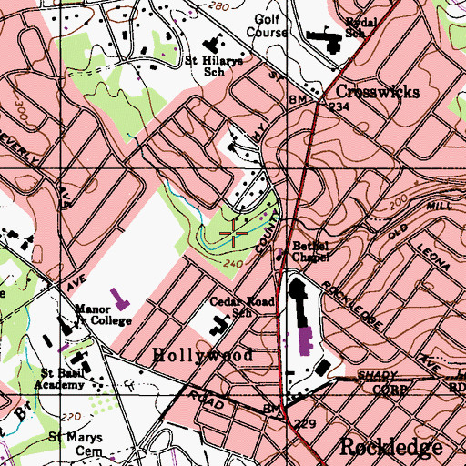 Topographic Map of Foxchase Manor Park, PA