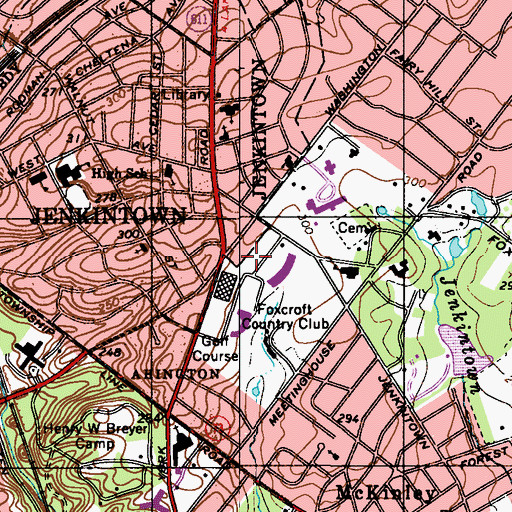 Topographic Map of Foxcroft Square, PA