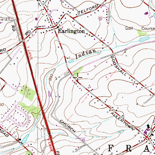 Topographic Map of Franconia Township Hall, PA