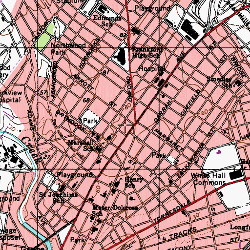 Topographic Map of Frankford Library, PA