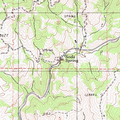 Topographic Map of Soda Spring, CA