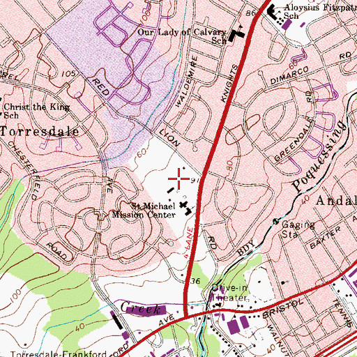 Topographic Map of Aria Health Hospital Torresdale Campus, PA