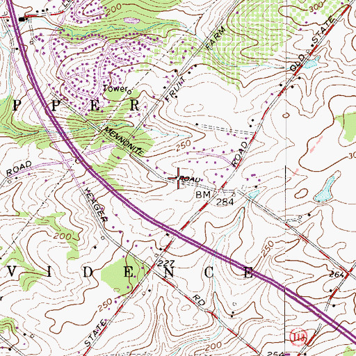 Topographic Map of Freedom Lutheran Church, PA