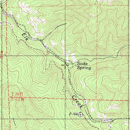 Topographic Map of Soda Spring, CA