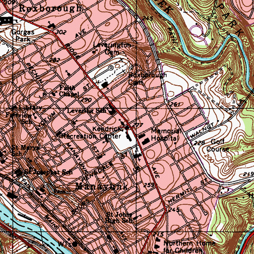 Topographic Map of Friends Central Lower School, PA
