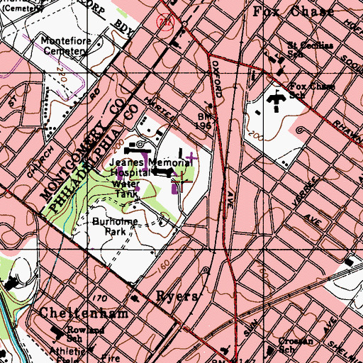 Topographic Map of Friends Meetinghouse Church, PA