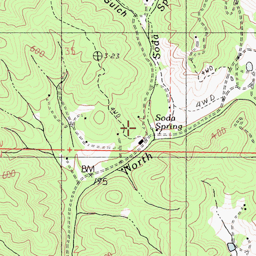 Topographic Map of Soda Spring, CA