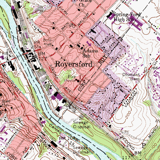 Topographic Map of Royersford Fire Department - Friendship Station 98 - B, PA