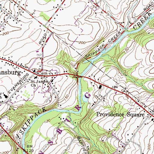 Topographic Map of Funkite Cemetery, PA