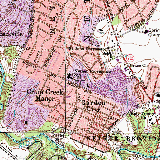 Topographic Map of Garden City Fire Company Station 65, PA