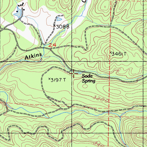 Topographic Map of Soda Spring, CA