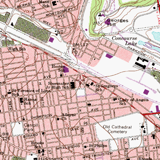 Topographic Map of George Institute Branch Library Free Library of Philadelphia, PA