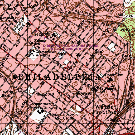 Topographic Map of Germantown Post Office, PA