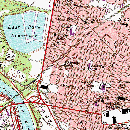 Topographic Map of Gideon Elementary School, PA