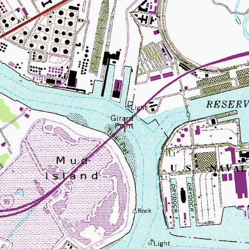 Topographic Map of Girard Point Bridge, PA